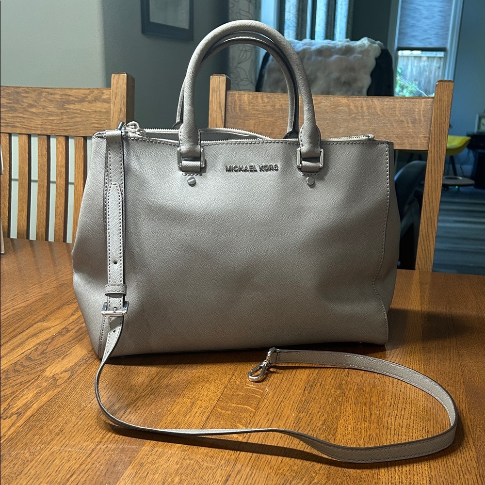 Michael Kors Sutton Large Saffiano Leather Grey Satchel